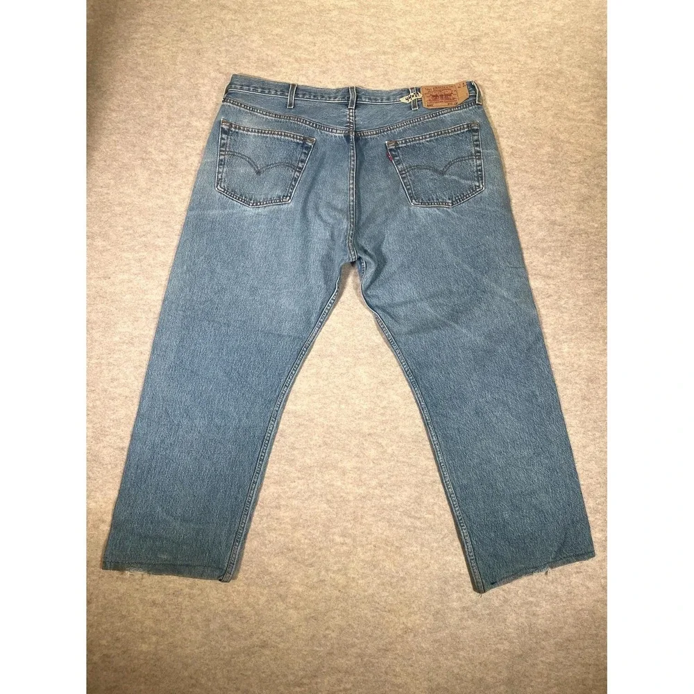 Levis 501 Original Fit Jeans Mens 42x30 Blue Denim Cotton Straight Leg High Rise